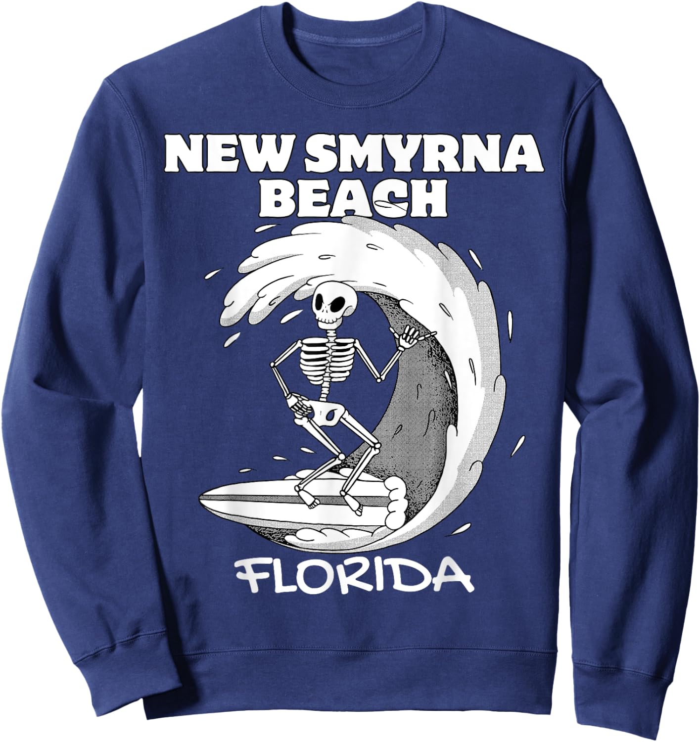 NEW SMYRNA BEACH FLORIDA Surf Vintage Retro Surfing Sweatshirt - Sweatshirt | Navy