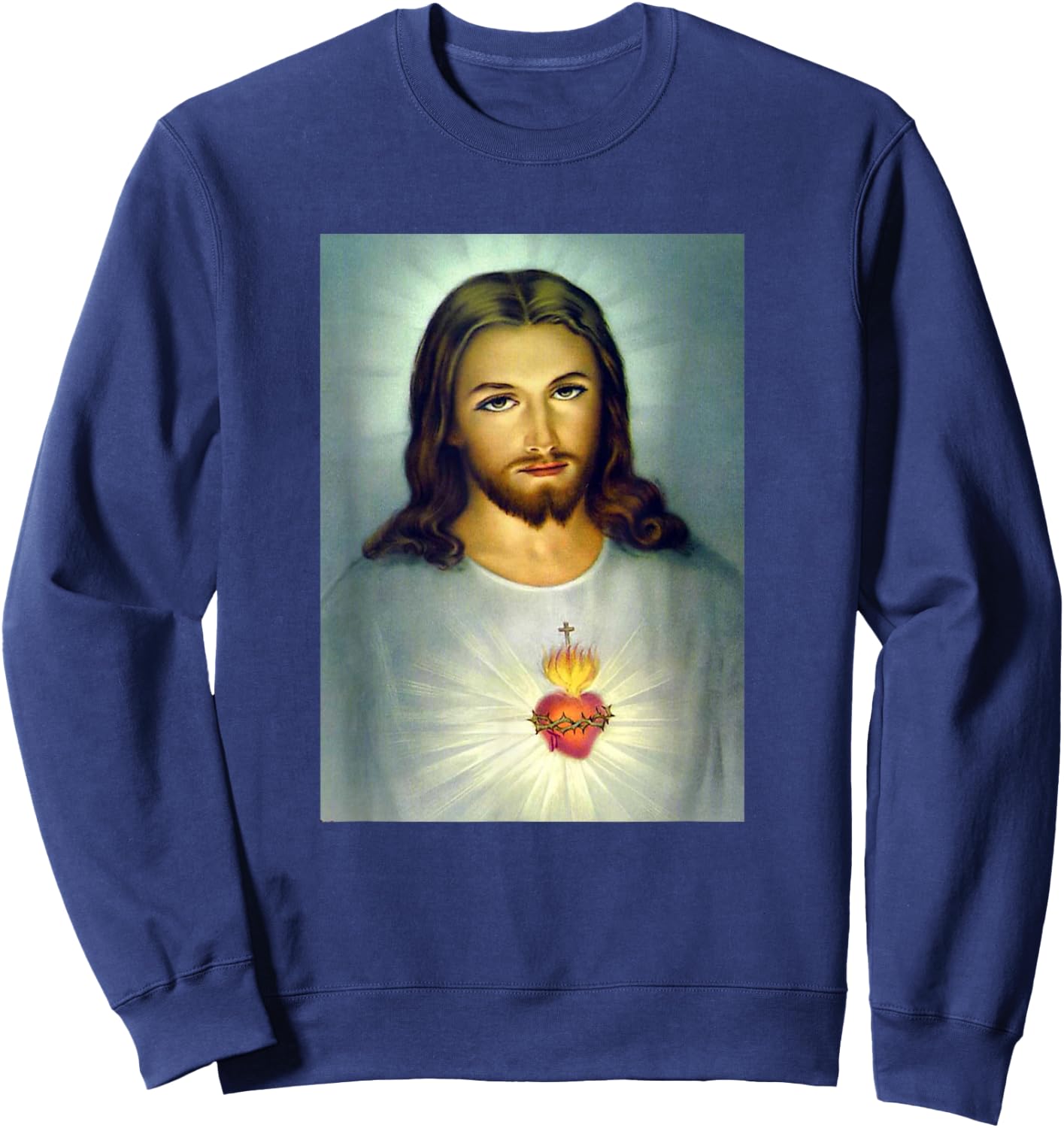 Jesus Sacred Heart Divine Mercy Christian Roman Catholic Sweatshirt - Sweatshirt | Navy