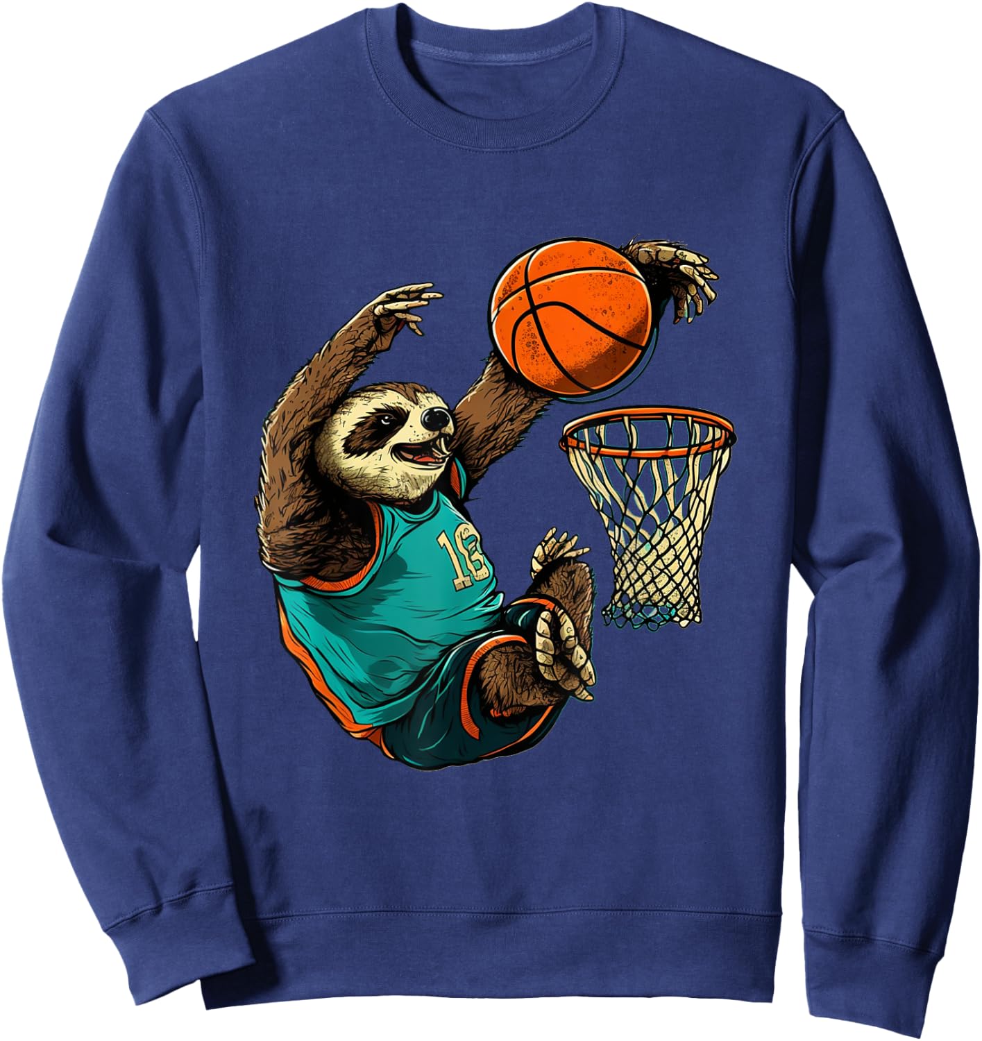 Basketball Sloth Bball Team Sport Funny Basketball Player Sweatshirt - Sweatshirt | Navy
