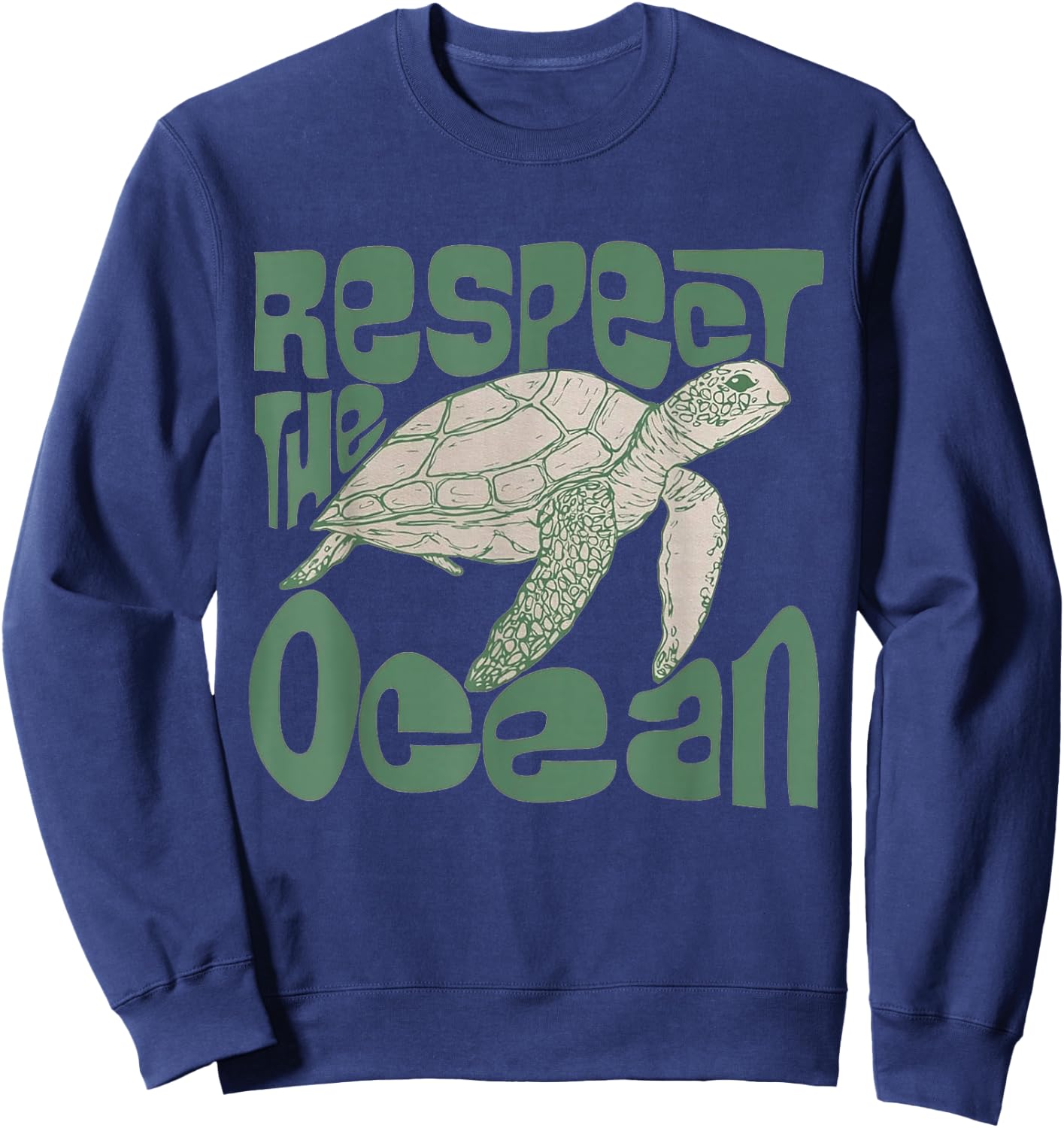Respect The Ocean Turtle Sweatshirt - Sweatshirt | Navy