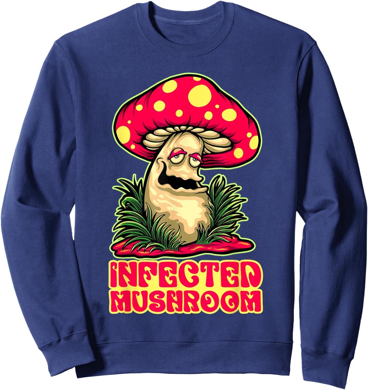 Infected Mushroom Nature Plant Mushroom Sweatshirt - Sweatshirt | Navy
