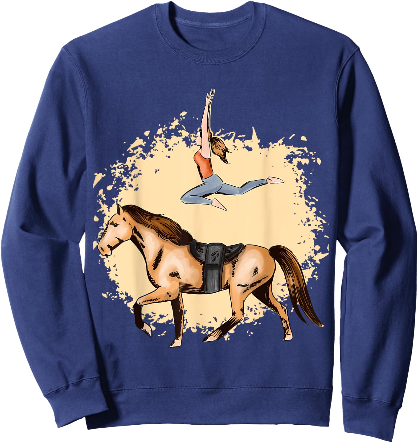 Horse Lovers Horseback Riding Trick Equestrian Saddle Sweatshirt - Sweatshirt | Navy