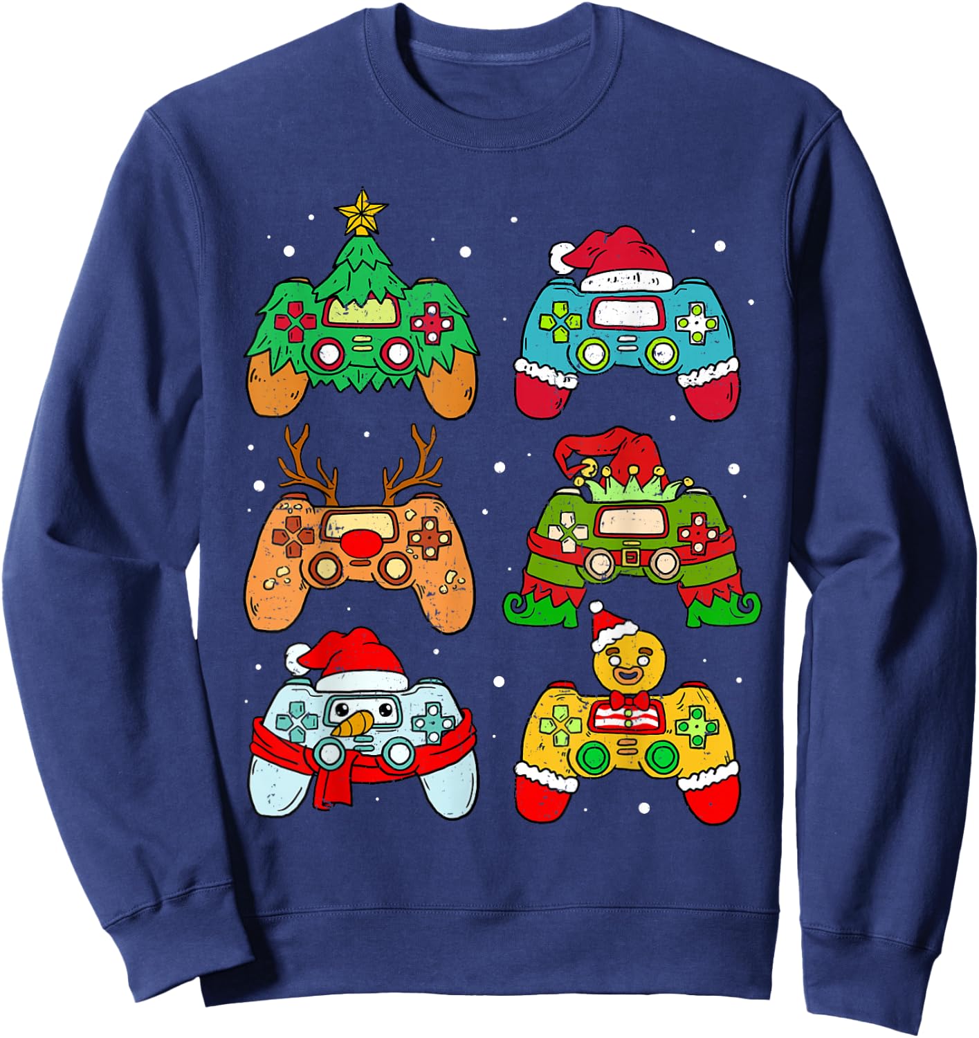 Christmas Santa Elf Gaming Controllers Snowman Boys Kids Sweatshirt - Sweatshirt | Navy