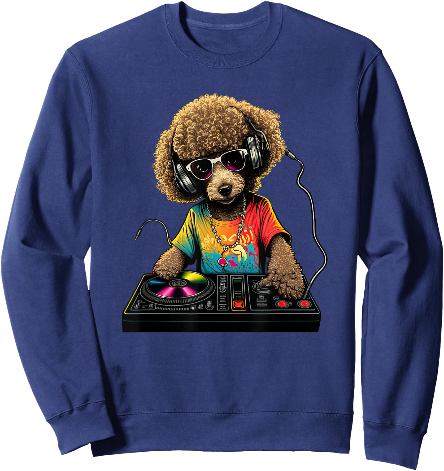 Funny Poodle Dog Miniature Poodle Toy Poodle DJ Electronic Sweatshirt - Sweatshirt | Navy