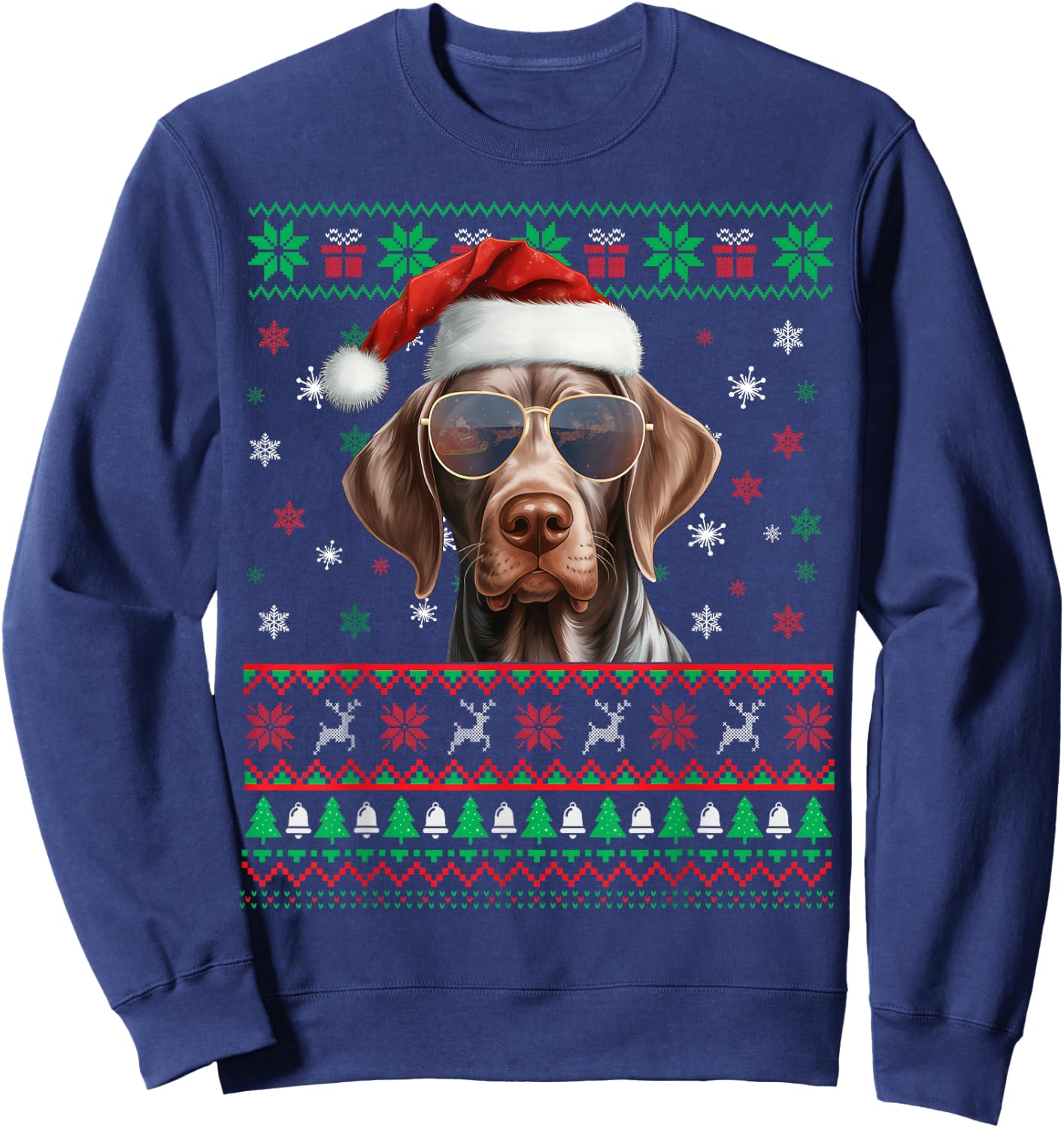 Christmas Pajama Matching German Shorthaired Pointer Xmas Sweatshirt - Sweatshirt | Navy