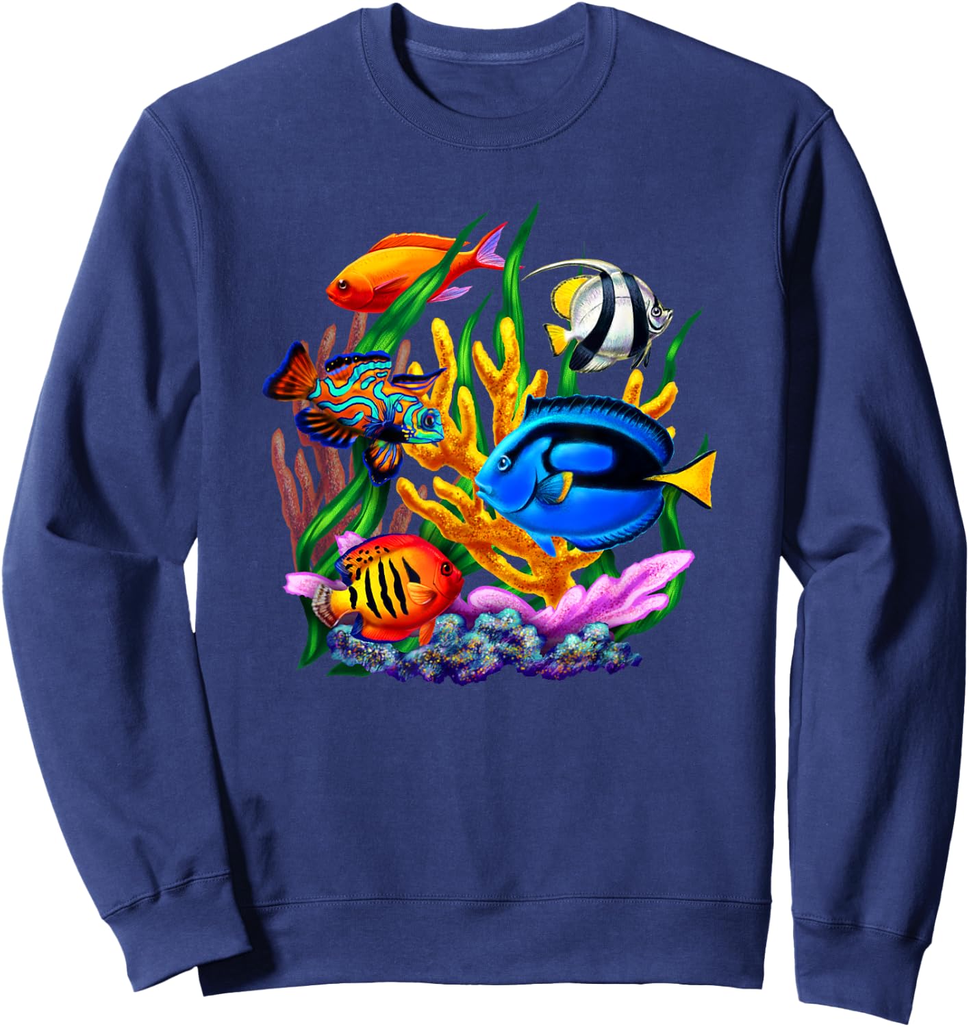 Netter Fisch Sealife Design Tropical Fish Graphic Sweatshirt - Sweatshirt | Navy