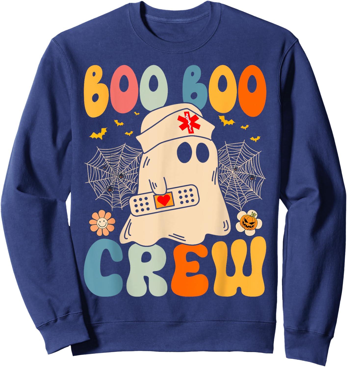 Groovy Boo Boo Crew Nurse Funny Ghost Halloween Nurse Women Sweatshirt - Sweatshirt | Navy