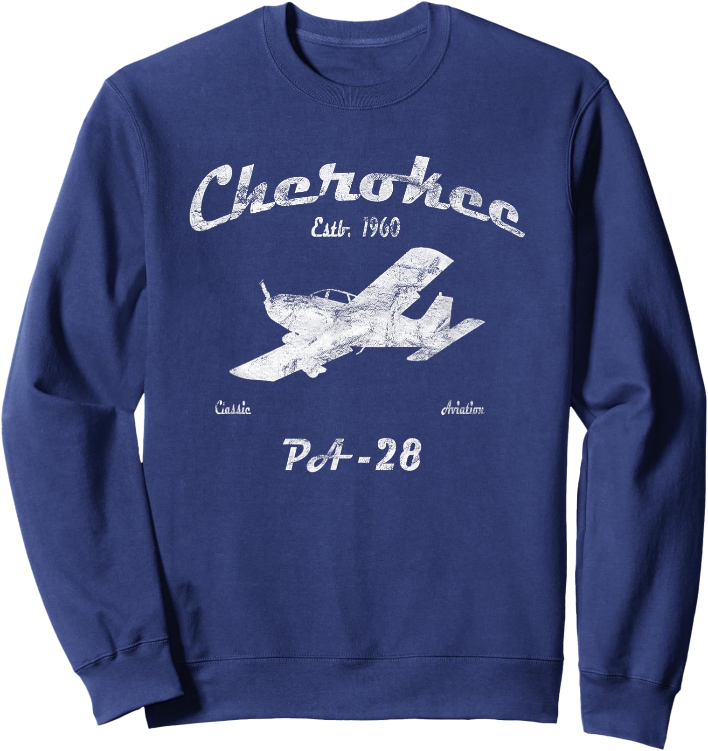 PA28 Cherokee Airplane "Since 1960" Classic Aviation Pilot Sweatshirt - Sweatshirt | Navy