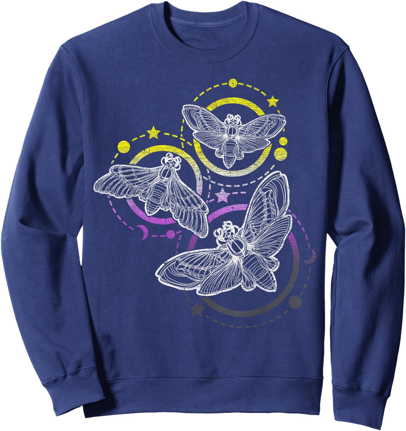 Nonbinary Flag Colors, Occult Butterflies Sweatshirt - Sweatshirt | Navy