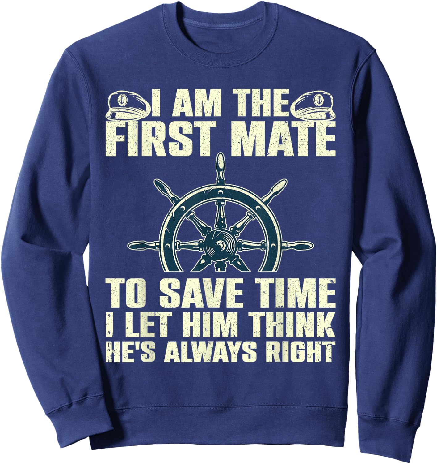 Funny First Mate Women Pontoon Boat Captain Boating Sweatshirt - Sweatshirt | Navy