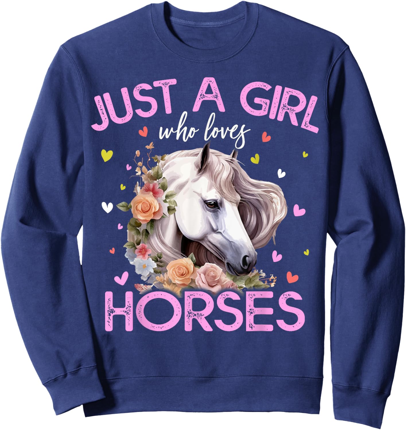 Just A Girl Who Loves Horses Girls Sweatshirt - Sweatshirt | Navy