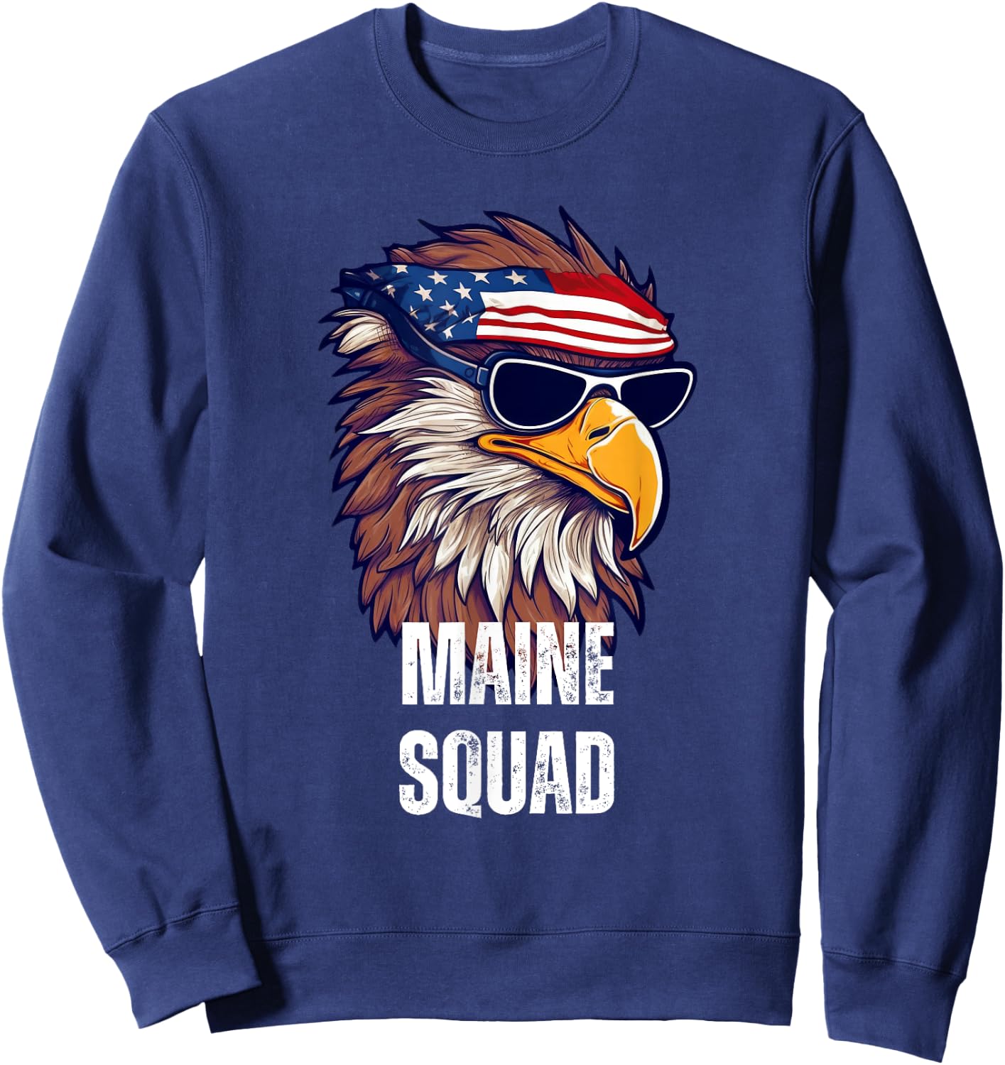 Maine Squad - Retro Bald Eagle American Flag Bandana Sweatshirt - Sweatshirt | Navy