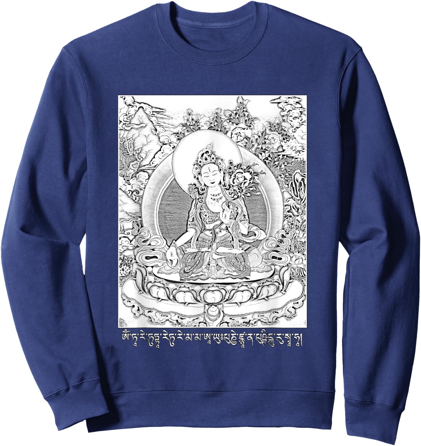 White Tara Tibetan Goddess Buddhism Sweatshirt - Sweatshirt | Navy