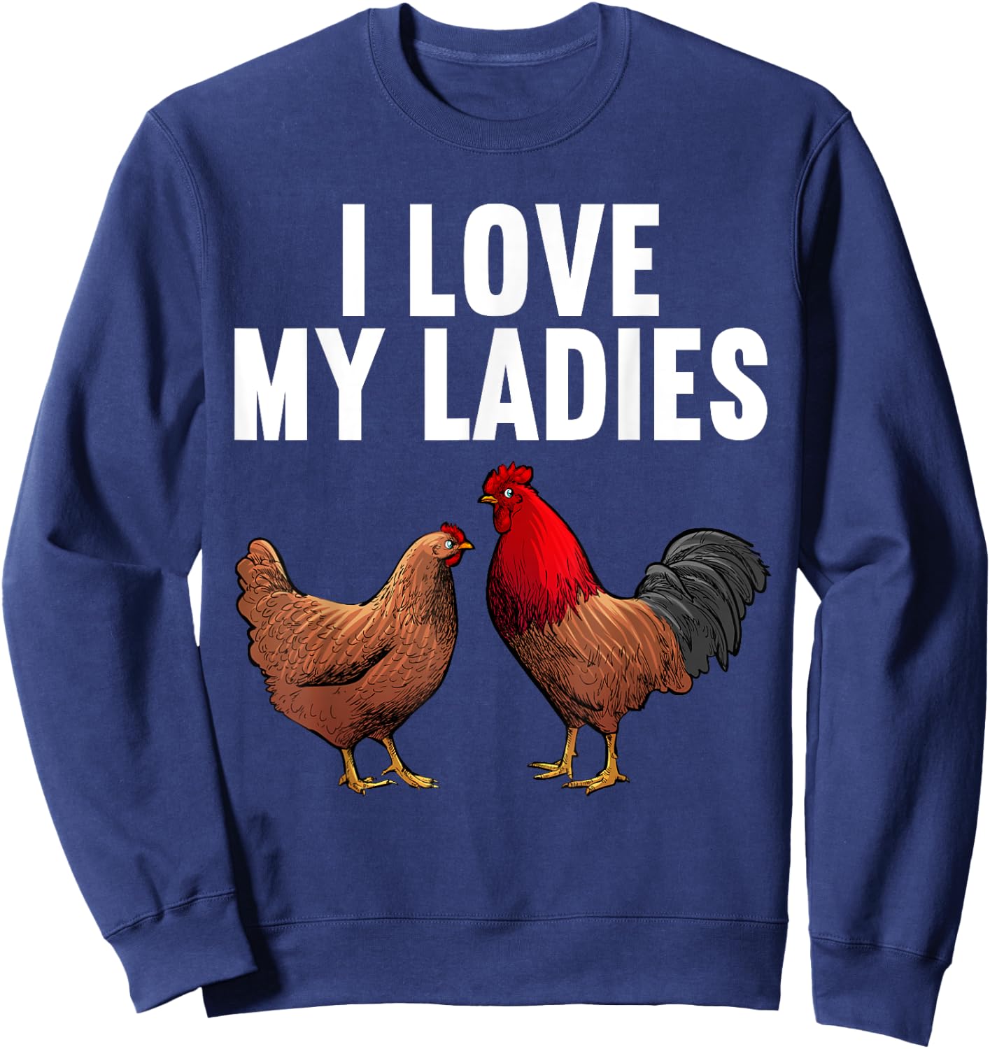 Cool Chicken Art Women Dad Rooster Chicken Farmer Sweatshirt - Sweatshirt | Navy