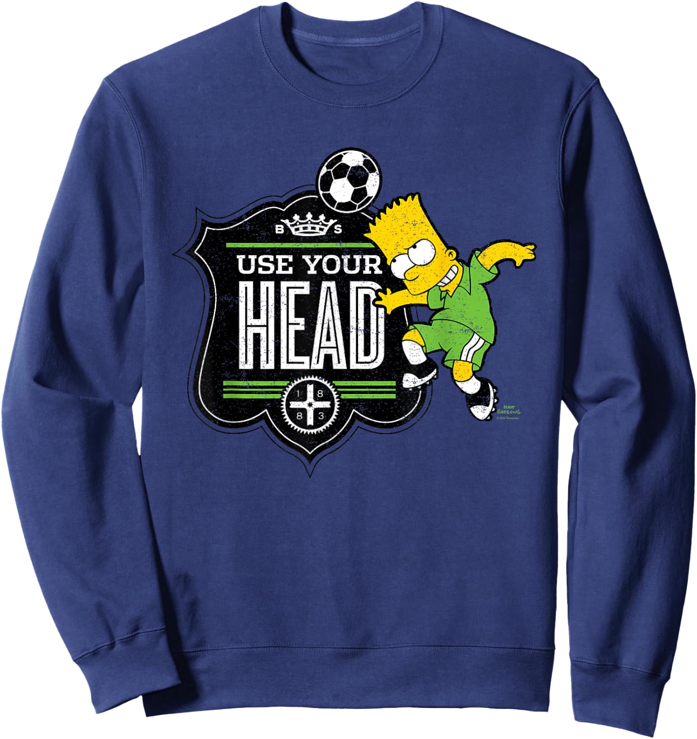 The Simpsons Soccer Bart Simpson Use Your Head Sweatshirt - Sweatshirt | Navy