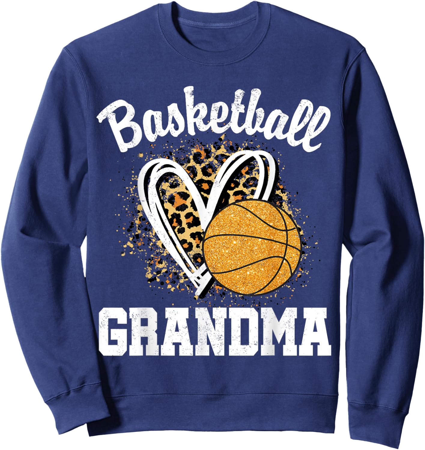 Basketball Grandma Leopard Heart Sweatshirt - Sweatshirt | Navy