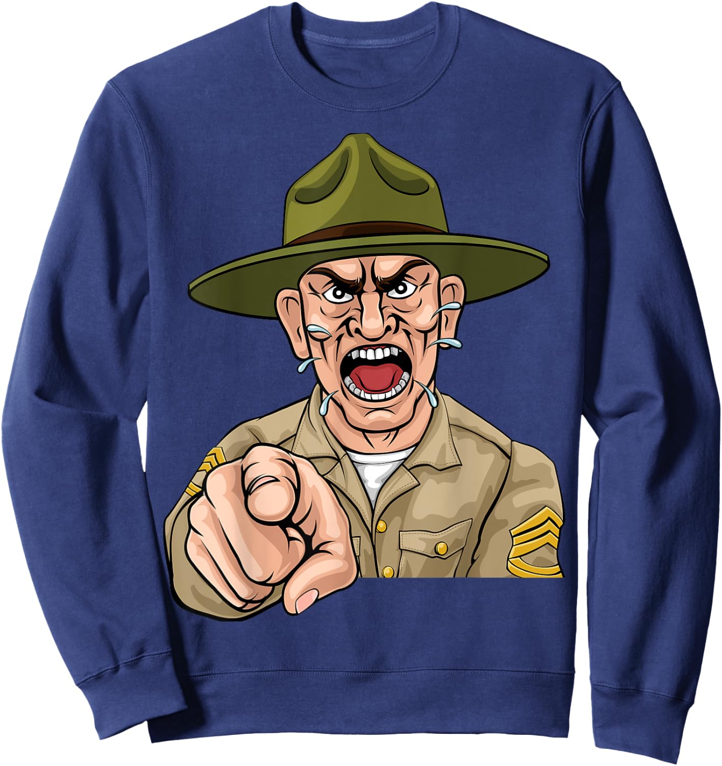 Angry Army Bootcamp Drill Sergeant Cartoon Sweatshirt - Sweatshirt | Navy