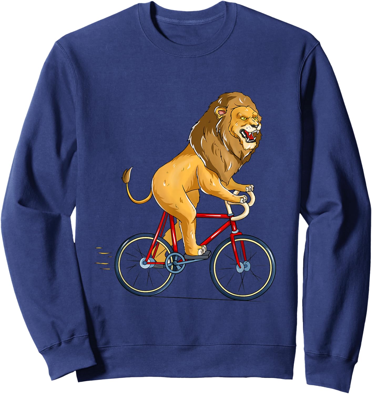 Lion Riding Bicycle Cute Biker Cyclist Cycling Sweatshirt - Sweatshirt | Navy