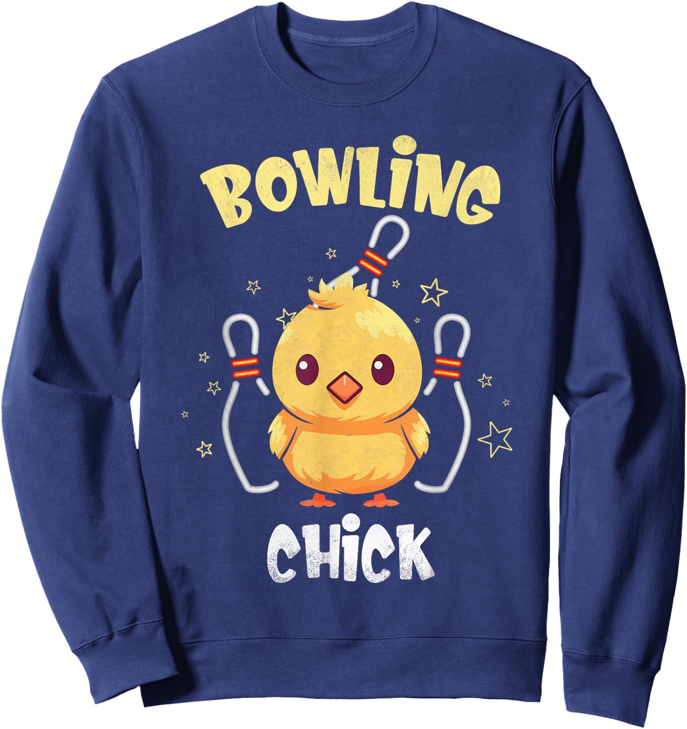 Bowling Chick Funny Chicken Athlete Bowler Men Women Kids Sweatshirt - Sweatshirt | Navy