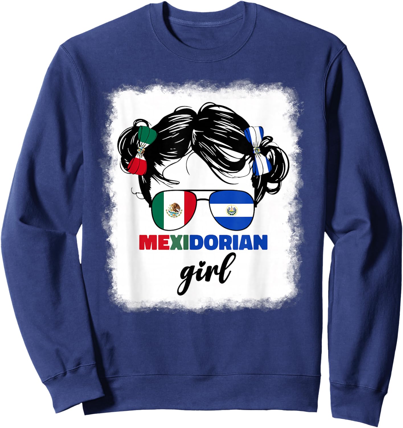 Half Mexican And Salvadorian Mexico El Salvador Girl Kids Sweatshirt - Sweatshirt | Navy
