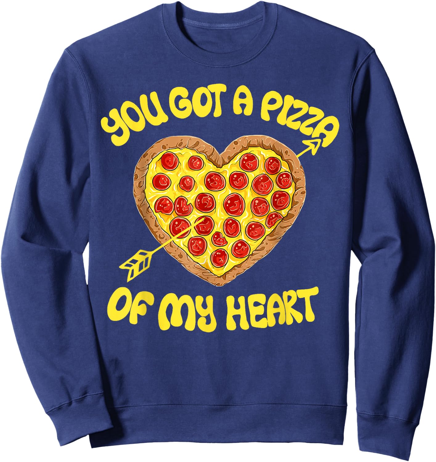 Pizza Heart Lover Funny Valentines Matching Couple Men Boys Sweatshirt - Sweatshirt | Navy