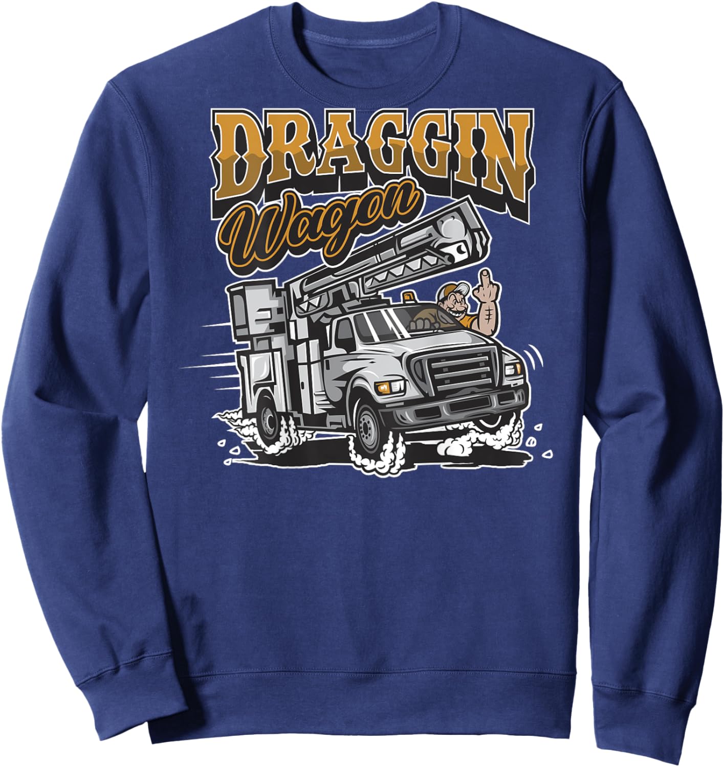 Lineman "Draggin Wagon" Bucket Truck Power Lineman Sweatshirt - Sweatshirt | Navy