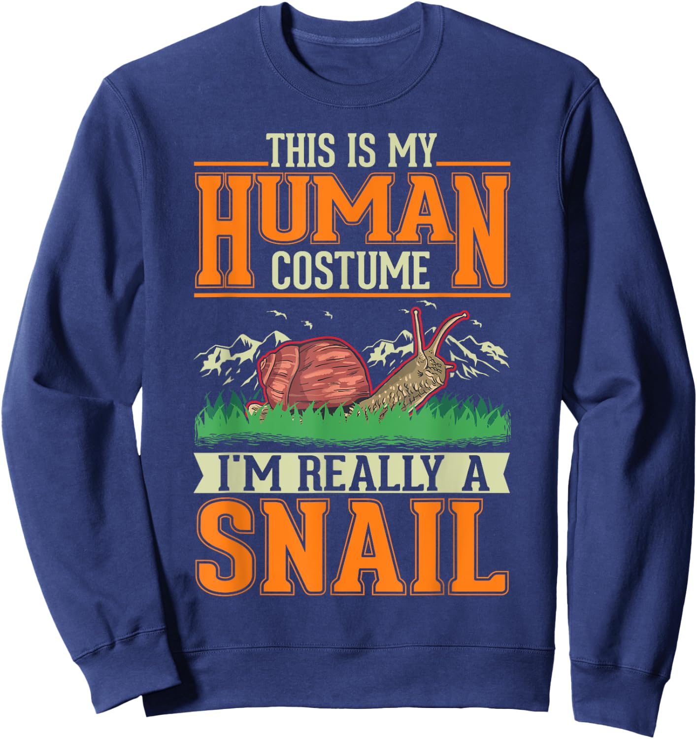 Snail Human Costume Halloween Snail Sweatshirt - Sweatshirt | Navy