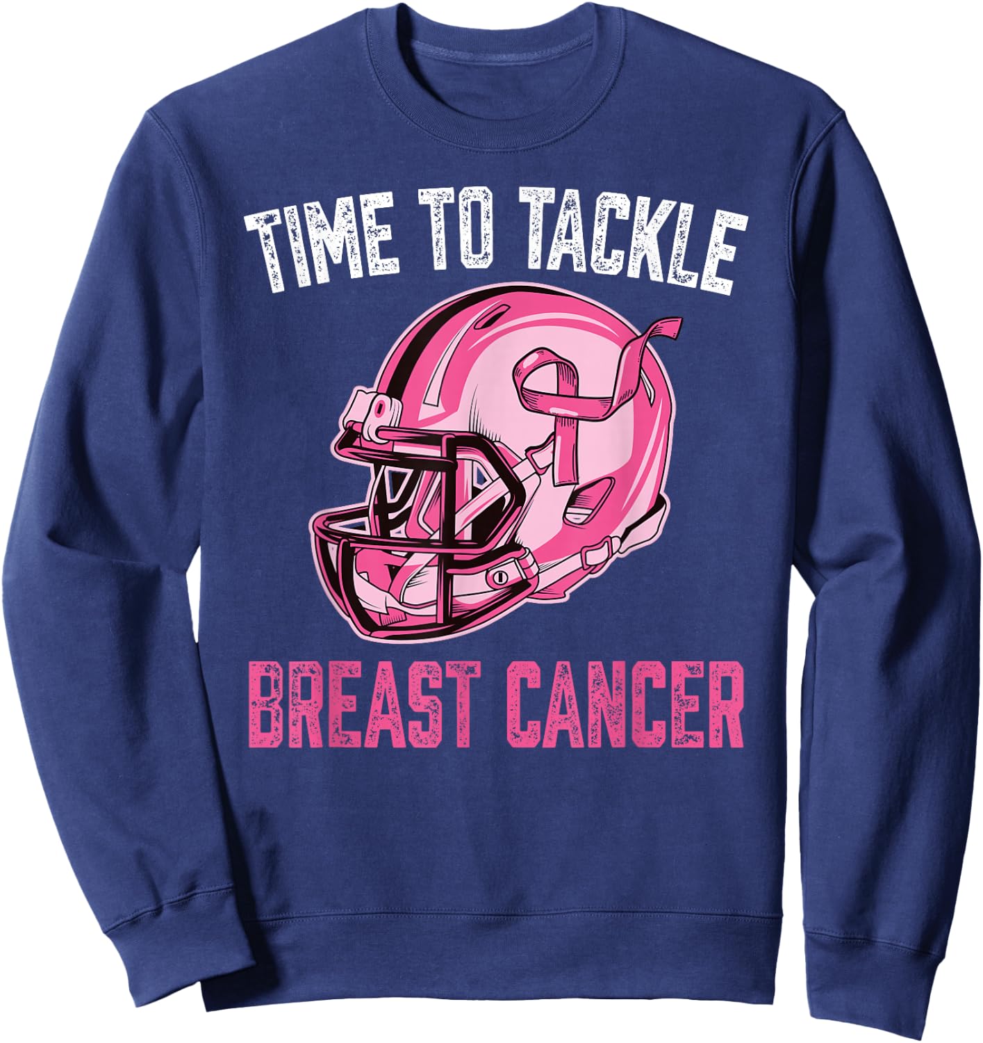 Tackle Breast Cancer Football Pink Breast Cancer Awareness Sweatshirt - Sweatshirt | Navy