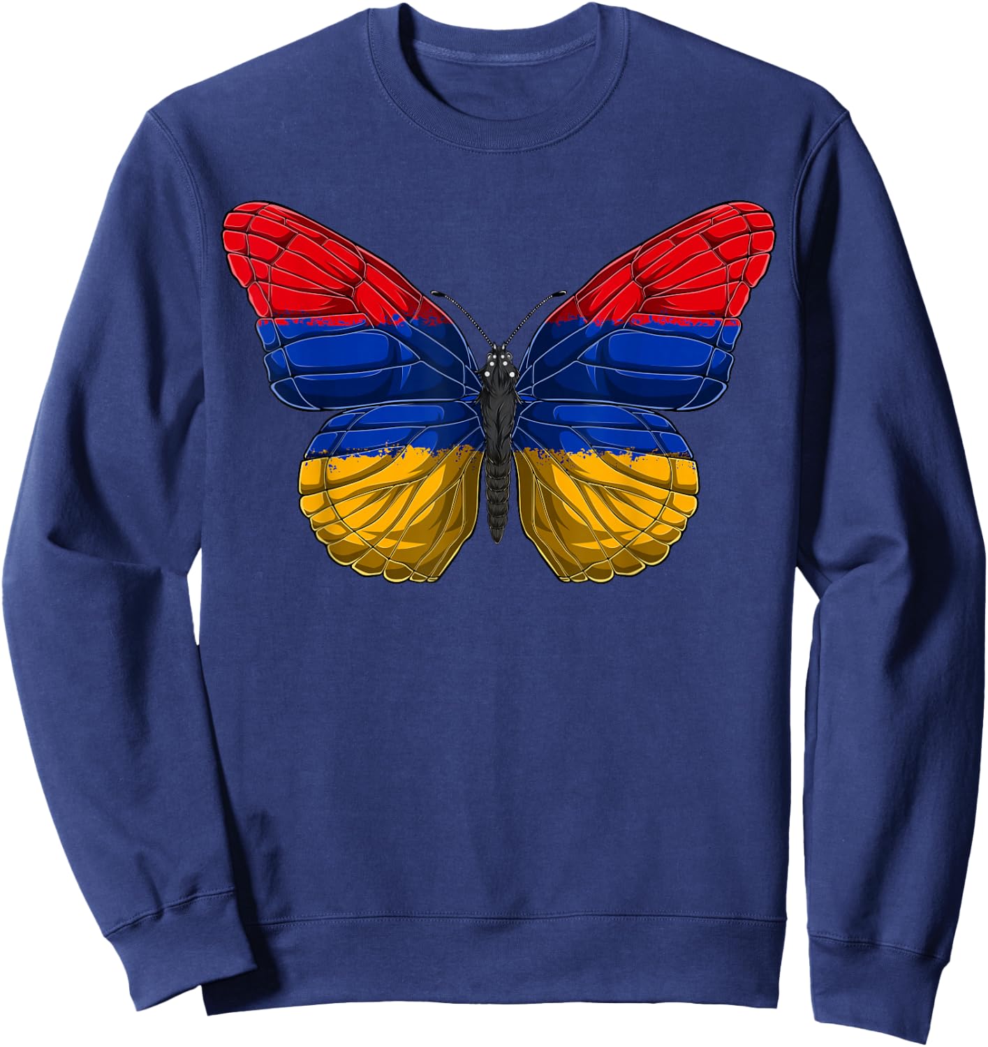 Armenia Butterfly Shirt Patriotic Armenian Flag Sweatshirt - Sweatshirt | Navy