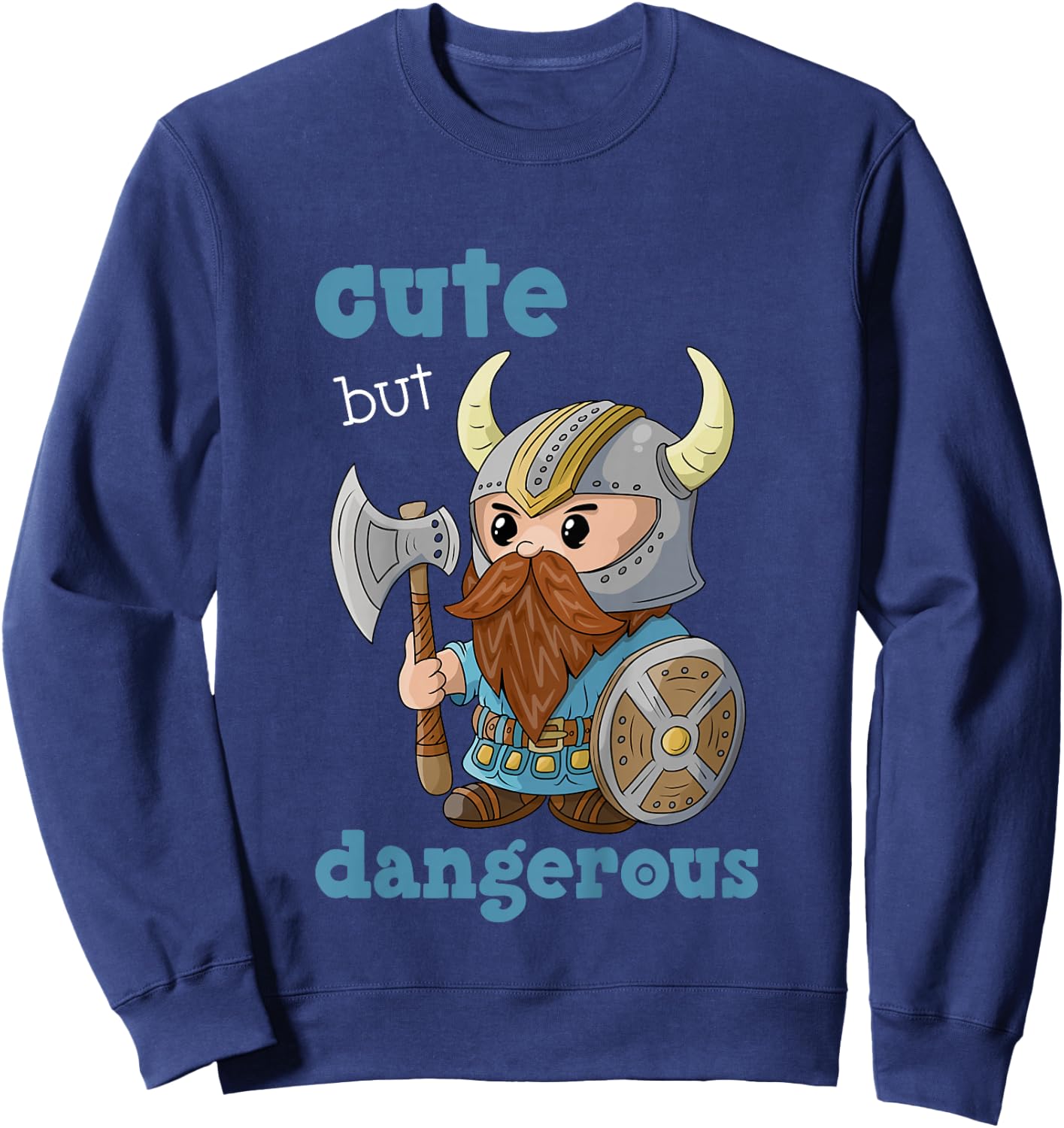 Cute But Dangerous Birthday Boys Viking Warrior, Boys Knight Sweatshirt - Sweatshirt | Navy