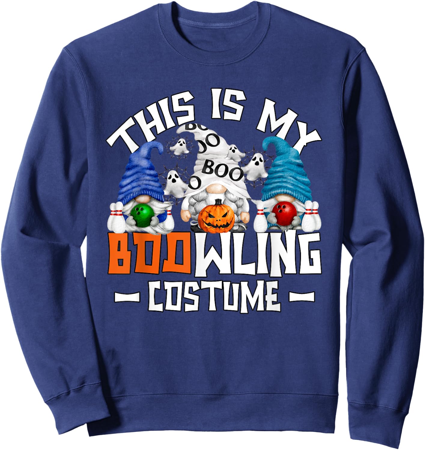 This Is My Bowling Costume Funny Mom Gnome Halloween Bowler Sweatshirt - Sweatshirt | Navy
