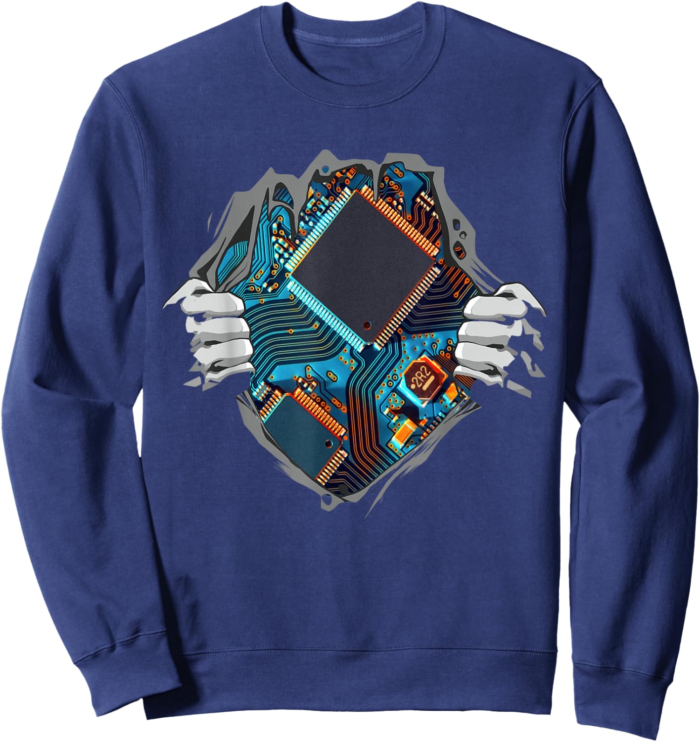 Hardware Computer Engineer CPU Chip Circuit Motherboard Sweatshirt - Sweatshirt | Navy