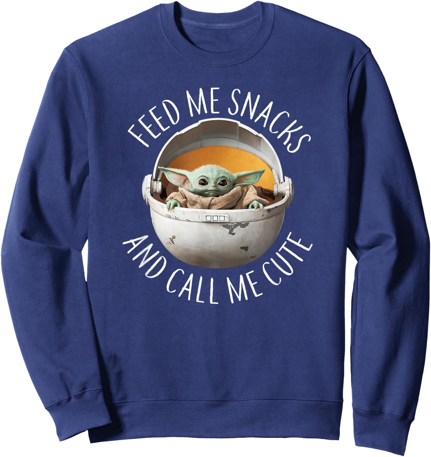 Star Wars: The Mandalorian Grogu Feed Snacks & Call Me Cute Sweatshirt - Sweatshirt | Navy