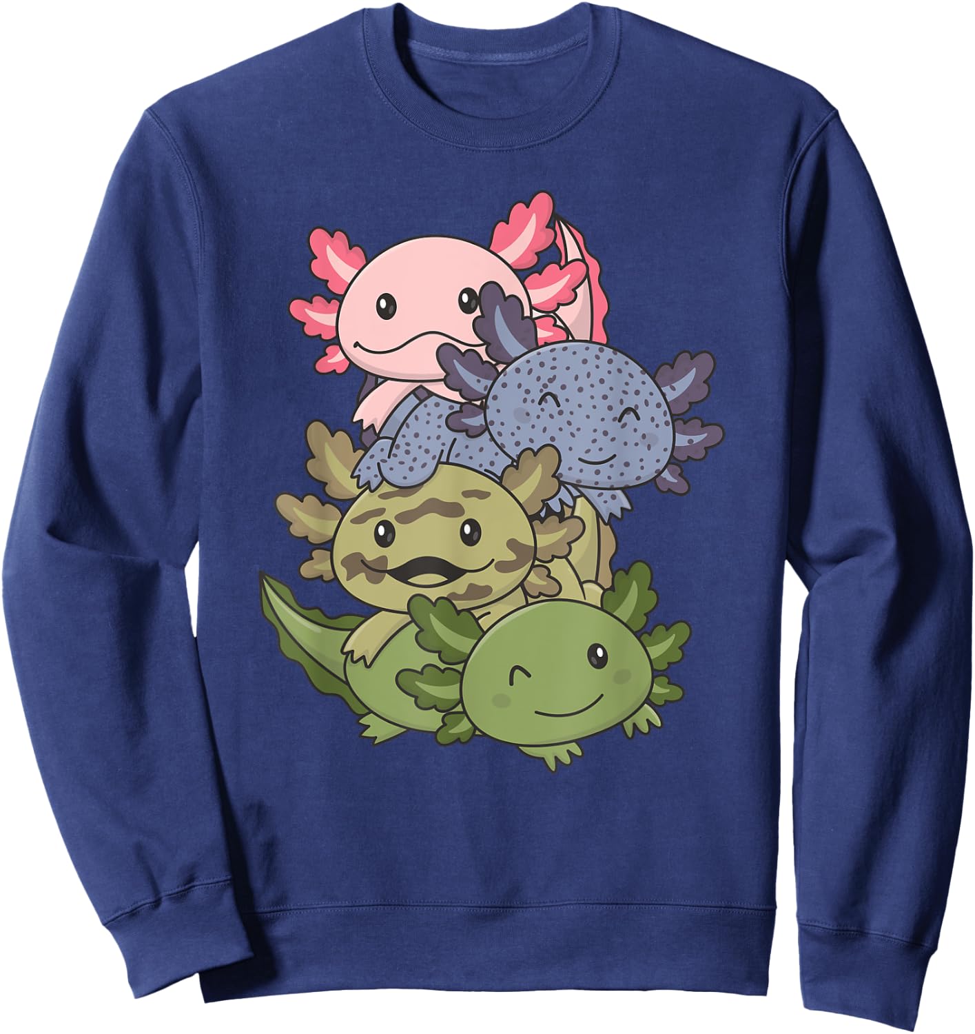 Axolotl Pile Cute Animals Kawaii Anime Funny Axolotl Sweatshirt - Sweatshirt | Navy