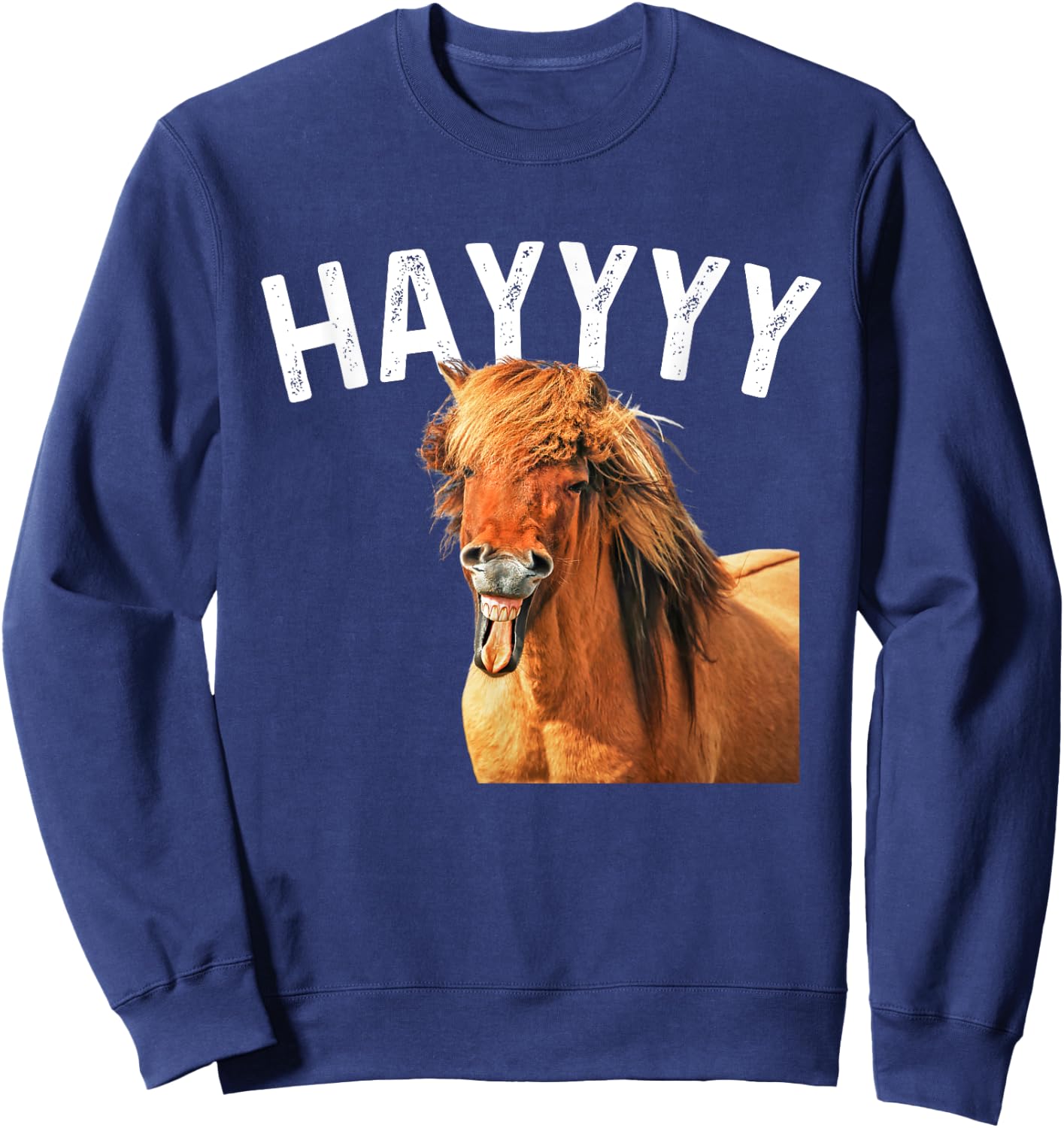 Hayyyy Funny Horse Graphic Women Kids Sweatshirt - Sweatshirt | Navy