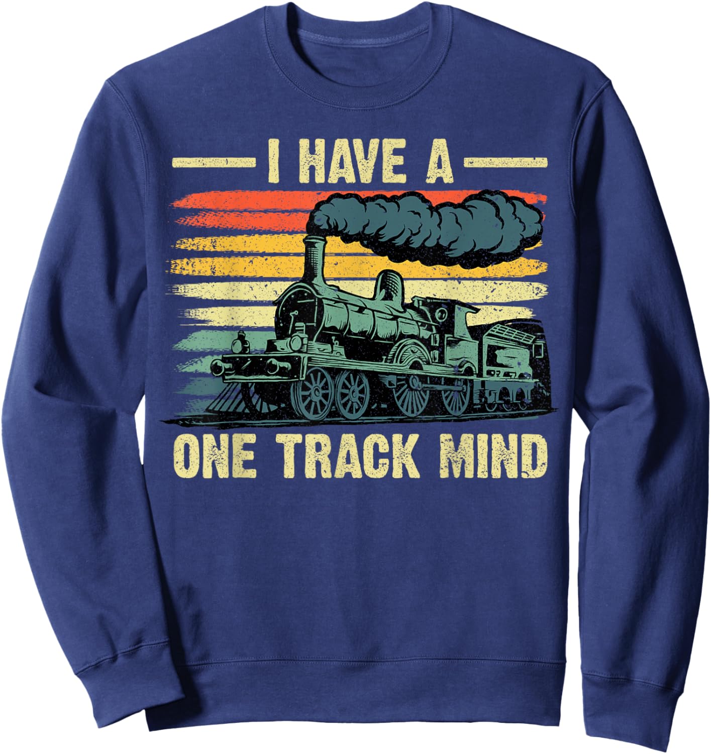 Train Gift Adult Train Lover Accessories & Stuff -Kids Kids Black Small Funny Train Art Women Kids Toddlers Railroad Lovers Sweatshirt - Sweatshirt | Navy
