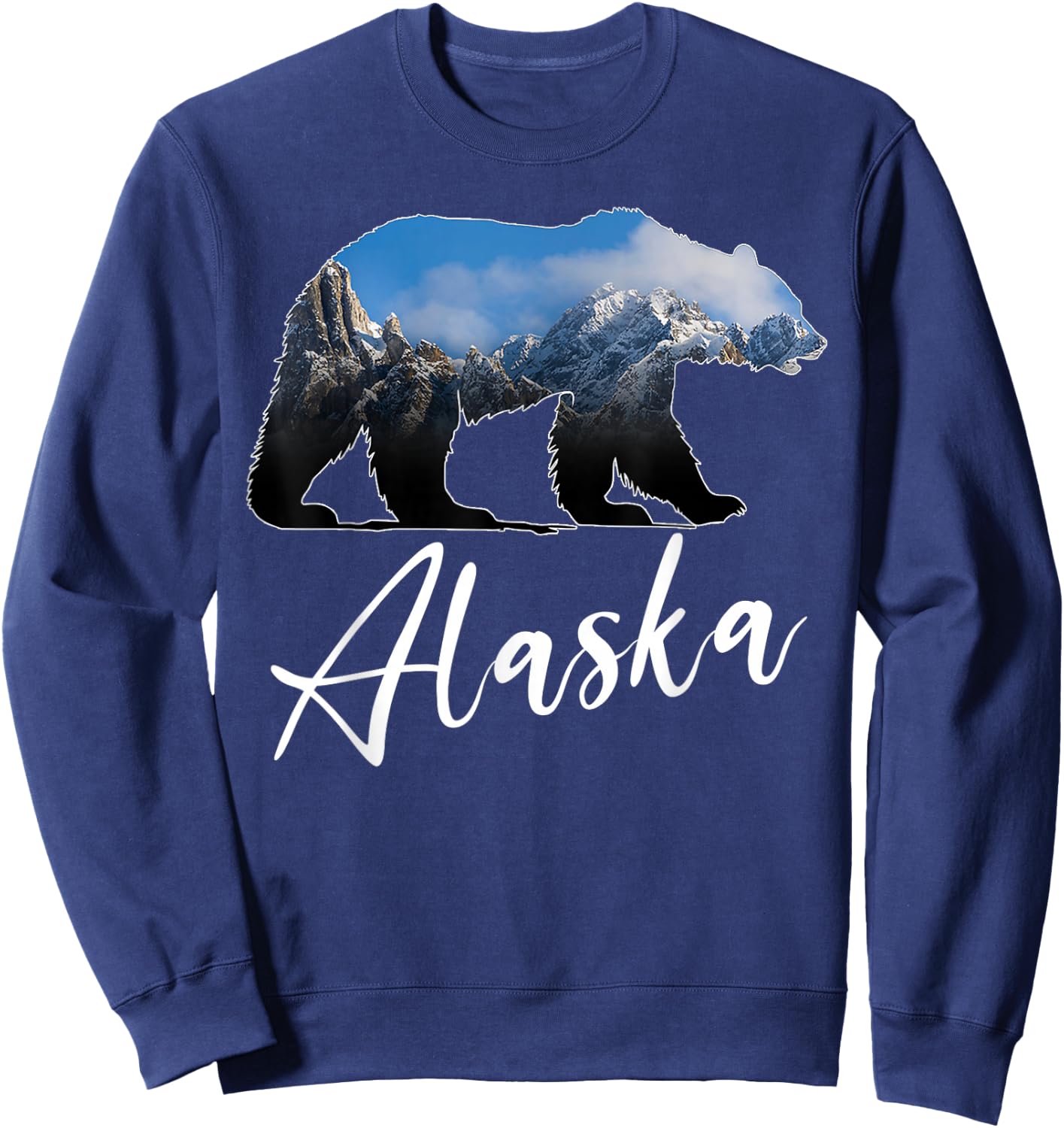 Alaskan Mountains Bear Grizzly Alaska State Souvenirs Sweatshirt - Sweatshirt | Navy