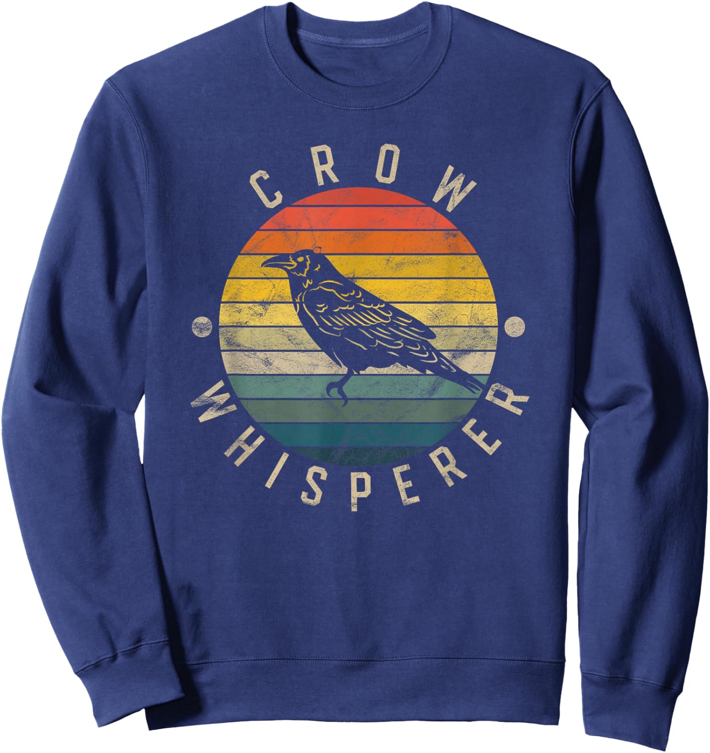 Crow Whisperer Vintage Sunset Cute Raven Sweatshirt - Sweatshirt | Navy