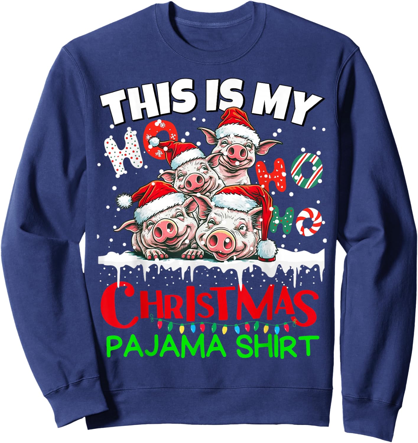 This is my Christmas Pajama shirt Pigs Santa for Kids Sweatshirt - Sweatshirt | Navy