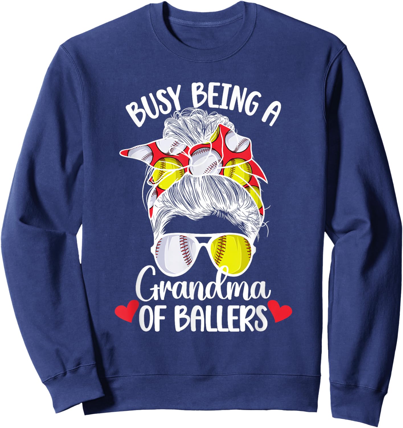 Grandma Of Ballers Softball Baseball Grandma Sweatshirt - Sweatshirt | Navy