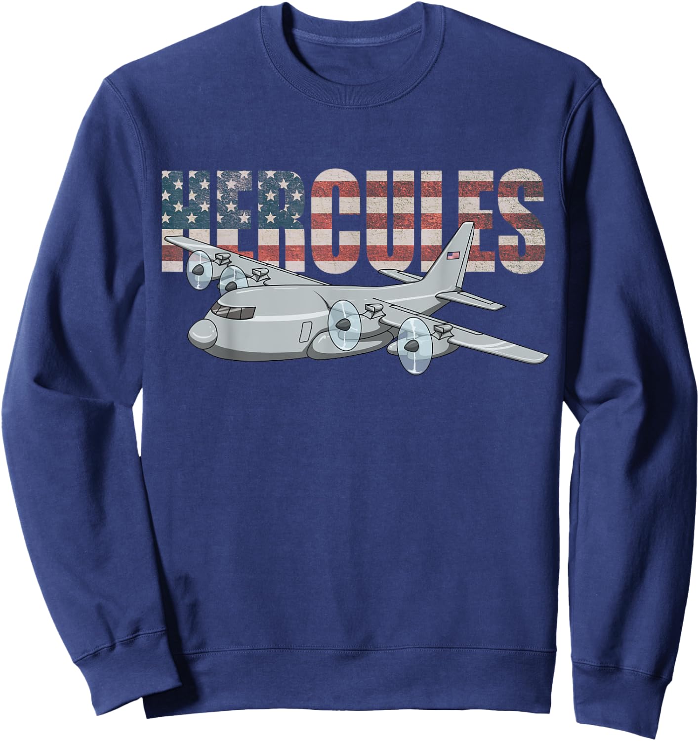C-130 Hercules American Flag Military Airplane C130 Sweatshirt - Sweatshirt | Navy