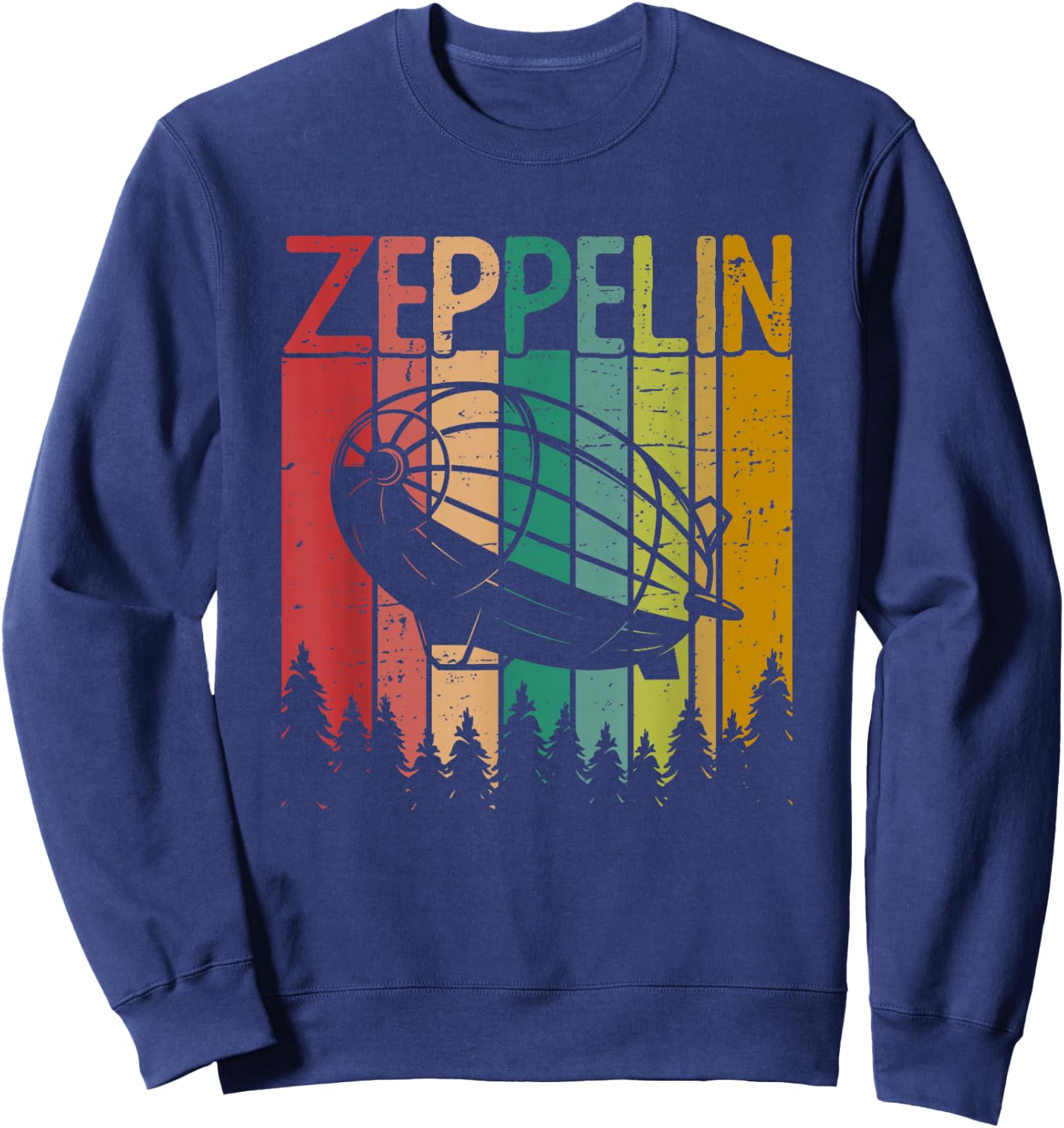 Retro Vintage Zeppelin 70s 80s Dirigible Airship Sweatshirt - Sweatshirt | Navy