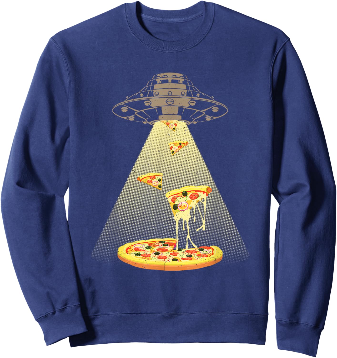 Cool Pizza Women UFO Alien Eating Pizza Abduction Sweatshirt - Sweatshirt | Navy
