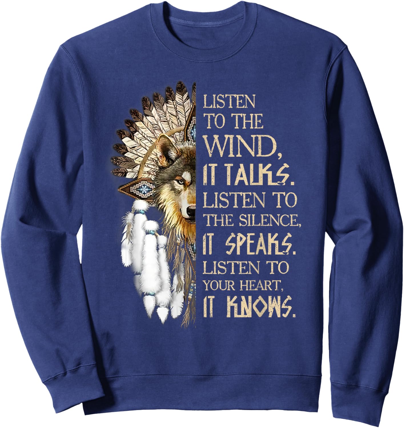 Listen to The Wind Eagle Native American Sweatshirt - Sweatshirt | Navy