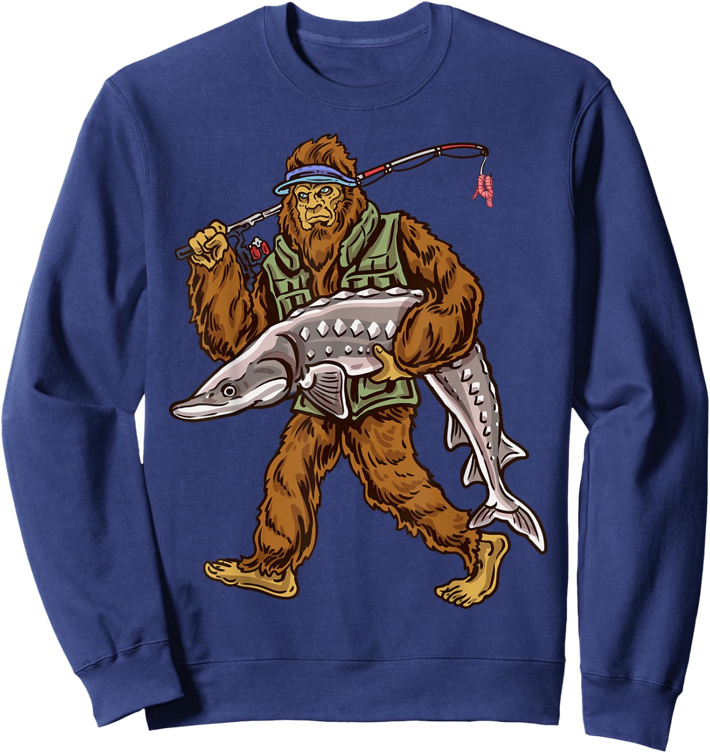 Northern Outdoors Sturgeon Collection Men's Black Sturgeon Fishing Bigfoot Hunting Sweatshirt - Sweatshirt | Navy