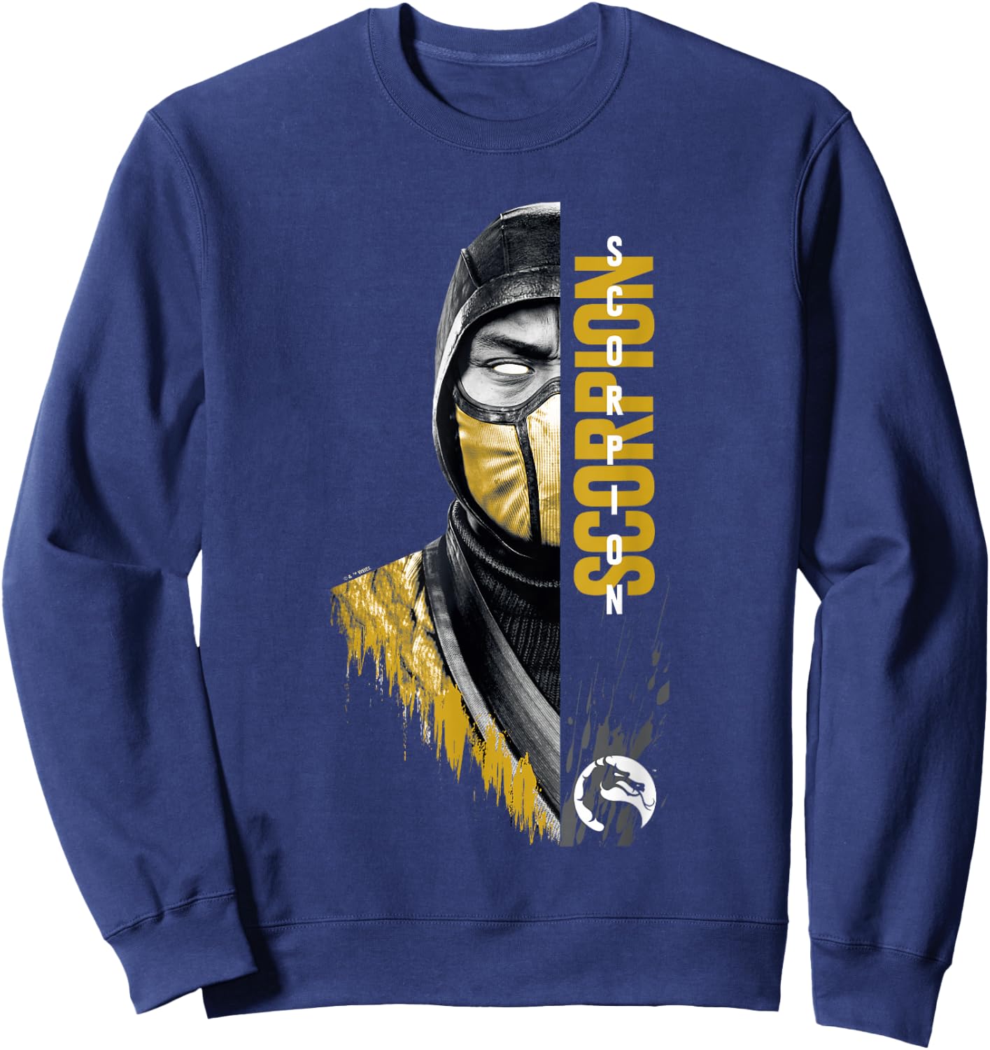 Mortal Kombat Klassic Scorpion Split Face Bust Portrait Sweatshirt - Sweatshirt | Navy