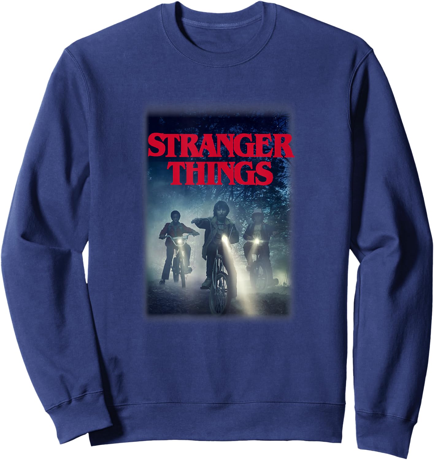 Stranger Things Searching For Will Byers Group Bike Poster Sweatshirt - Sweatshirt | Navy