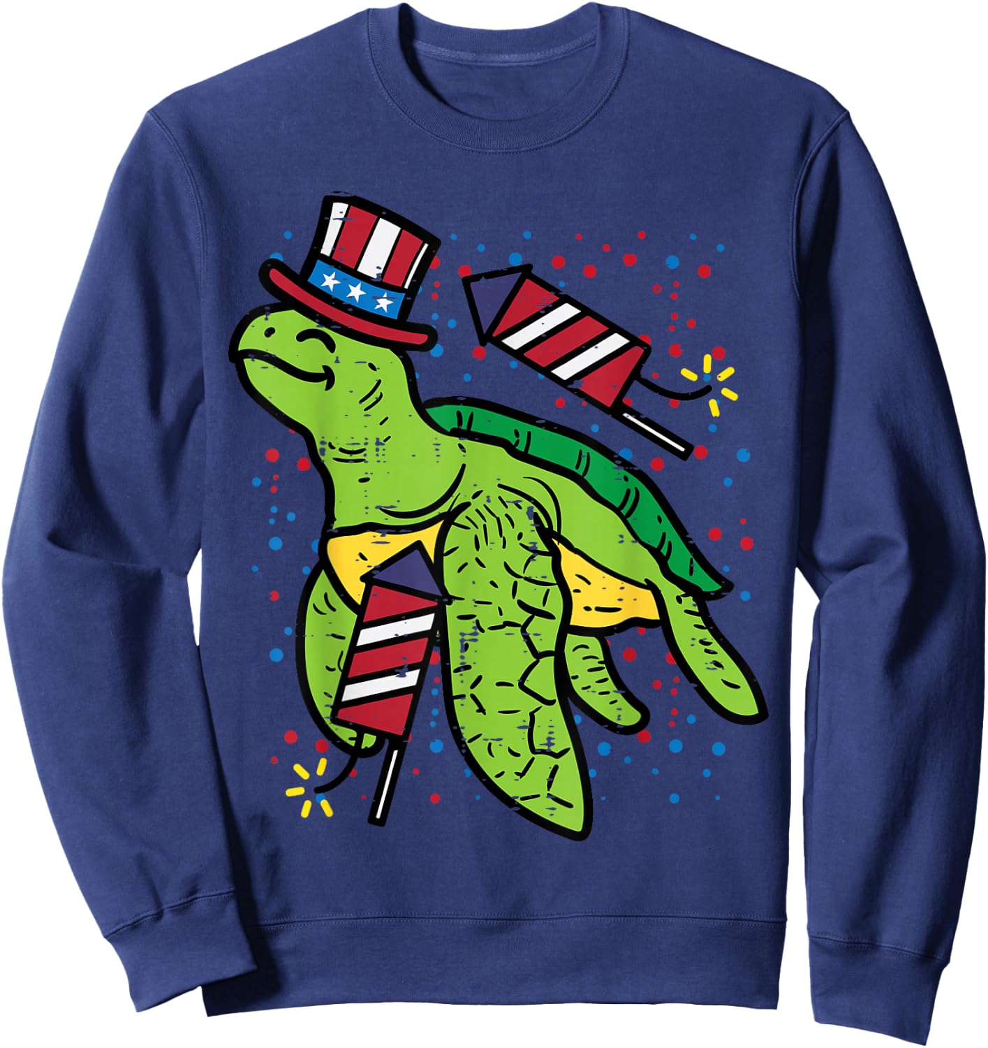 4th Of July Sea Turtle American Flag America Men Women Kids Sweatshirt - Sweatshirt | Navy