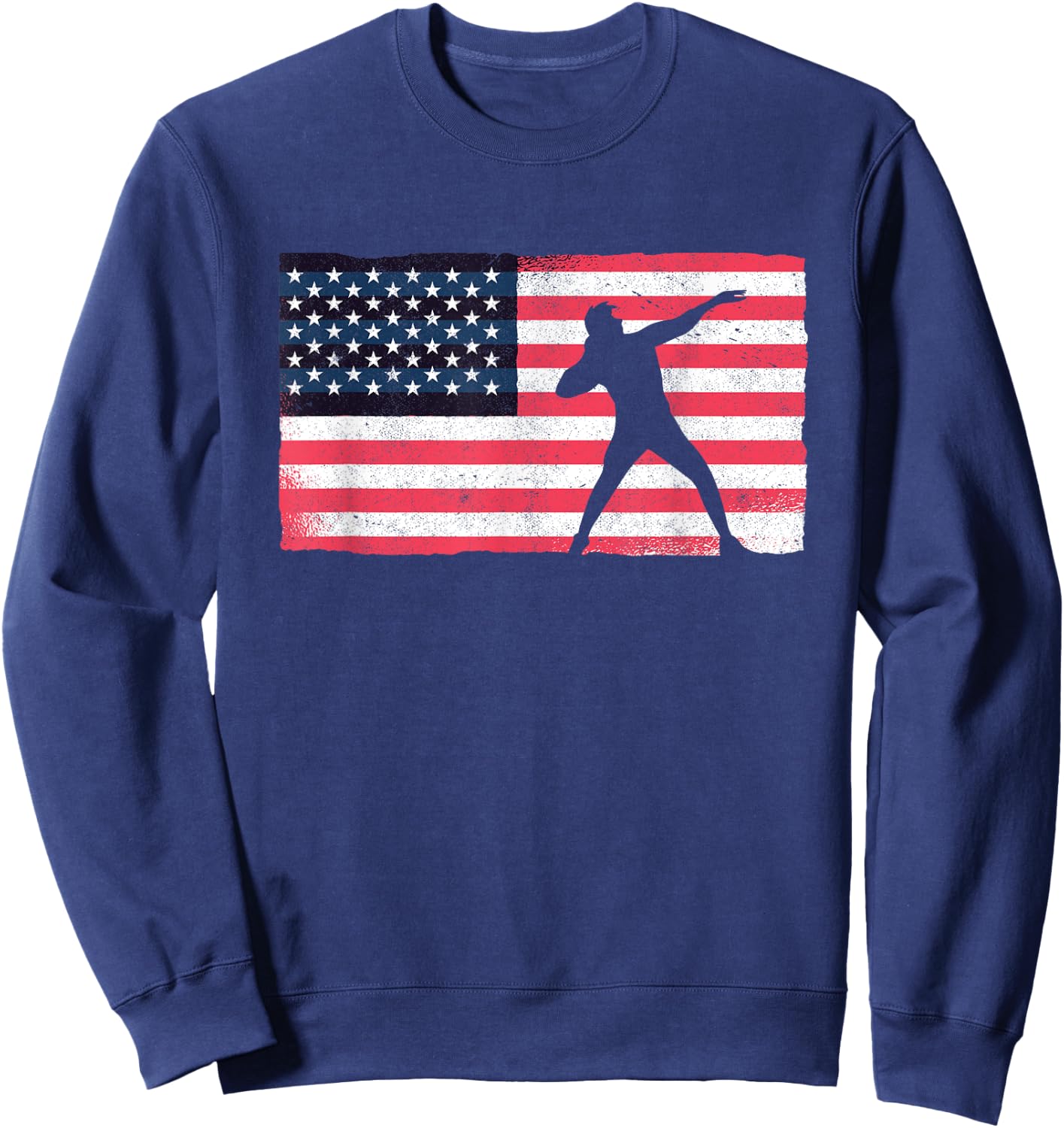 Shot Putter American Flag USA Throw Track And Field Shot Put Sweatshirt - Sweatshirt | Navy
