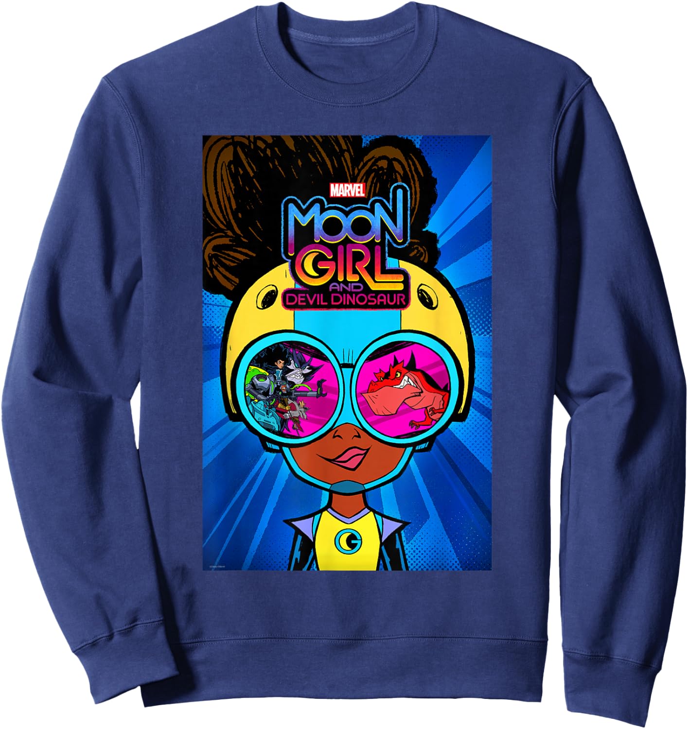 Marvel Moon Girl and Devil Dinosaur Goggles Good vs. Bad Sweatshirt - Sweatshirt | Navy